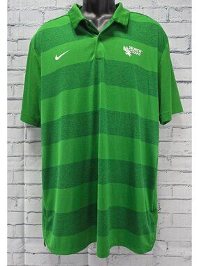 Nike North Texas Mean Green Polo Shirt Large Green Dri-Fit Striped